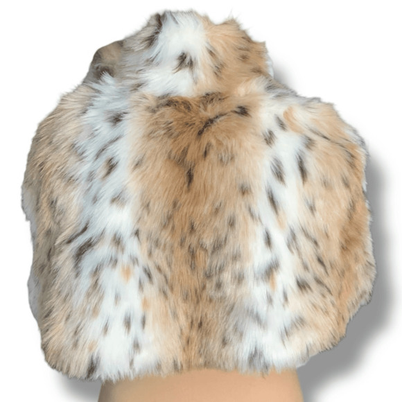 Express Faux Fur Leopard Print Capelet Burgundy Satin Lining Brooch Enclosure - Picture 7 of 13